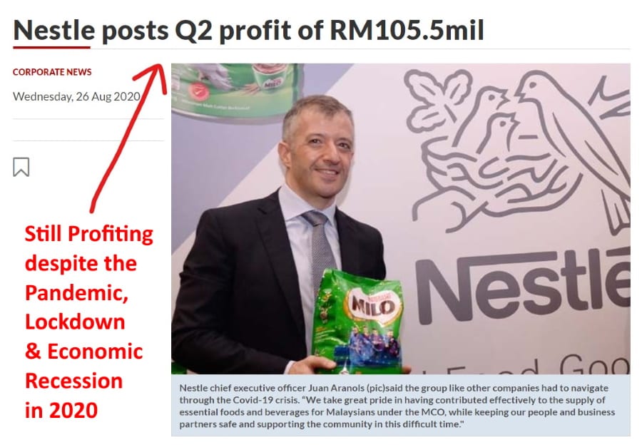 nestle consumer goods still profit despite recession